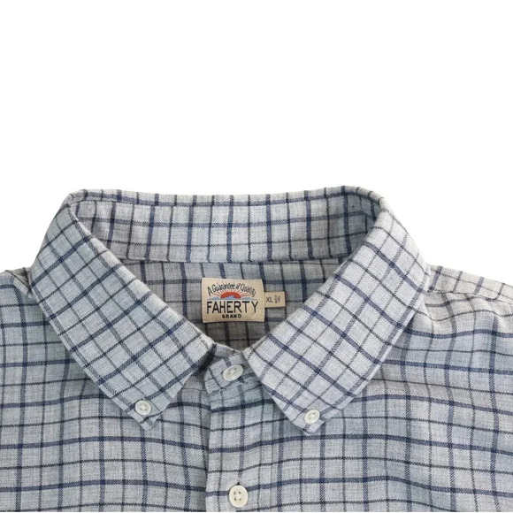 FAHERTY || Men's Soft Light Flannel Ash Grey Plaid Size XL *Small flaws* - Picture 2 of 10